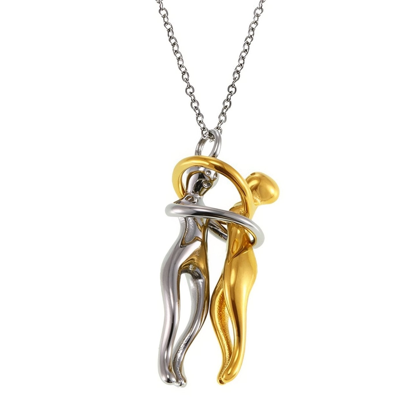 Alessa - Collana Coppia Abbracciata Bicolore Oro Argento Donna