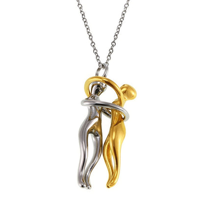 Alessa - Collana Coppia Abbracciata Bicolore Oro Argento Donna