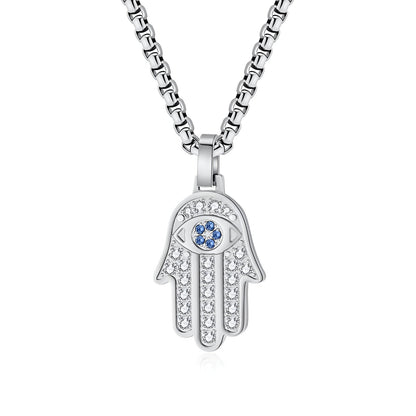 Laura - Collana Mano di Fatima Zirconi Acciaio Donna