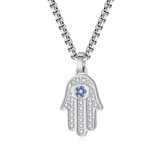 Laura - Collana Mano di Fatima Zirconi Acciaio Donna