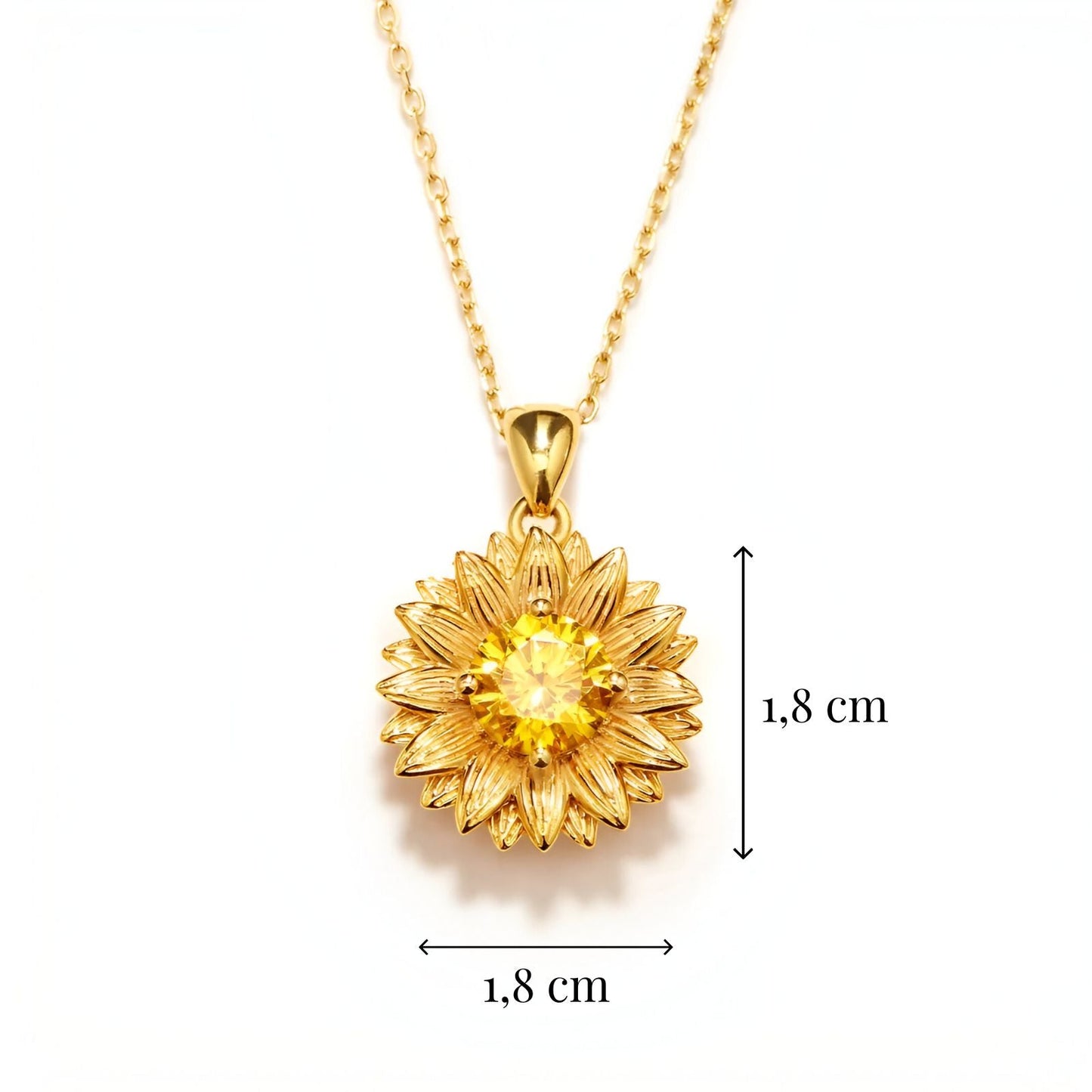 Paola - Collana Girasole Dorato Pietra Gialla Argento Donna