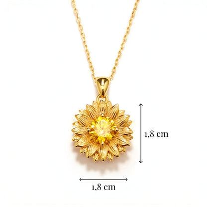 Paola - Collana Girasole Dorato Pietra Gialla Argento Donna