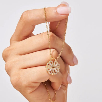 Daniela - Collana Trasformabile Trifoglio Cuore Strass Dorato