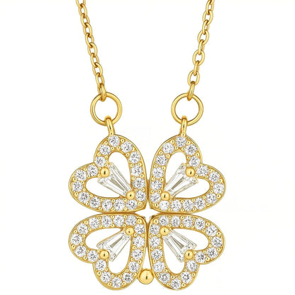 Daniela - Collana Trasformabile Trifoglio Cuore Strass Dorato