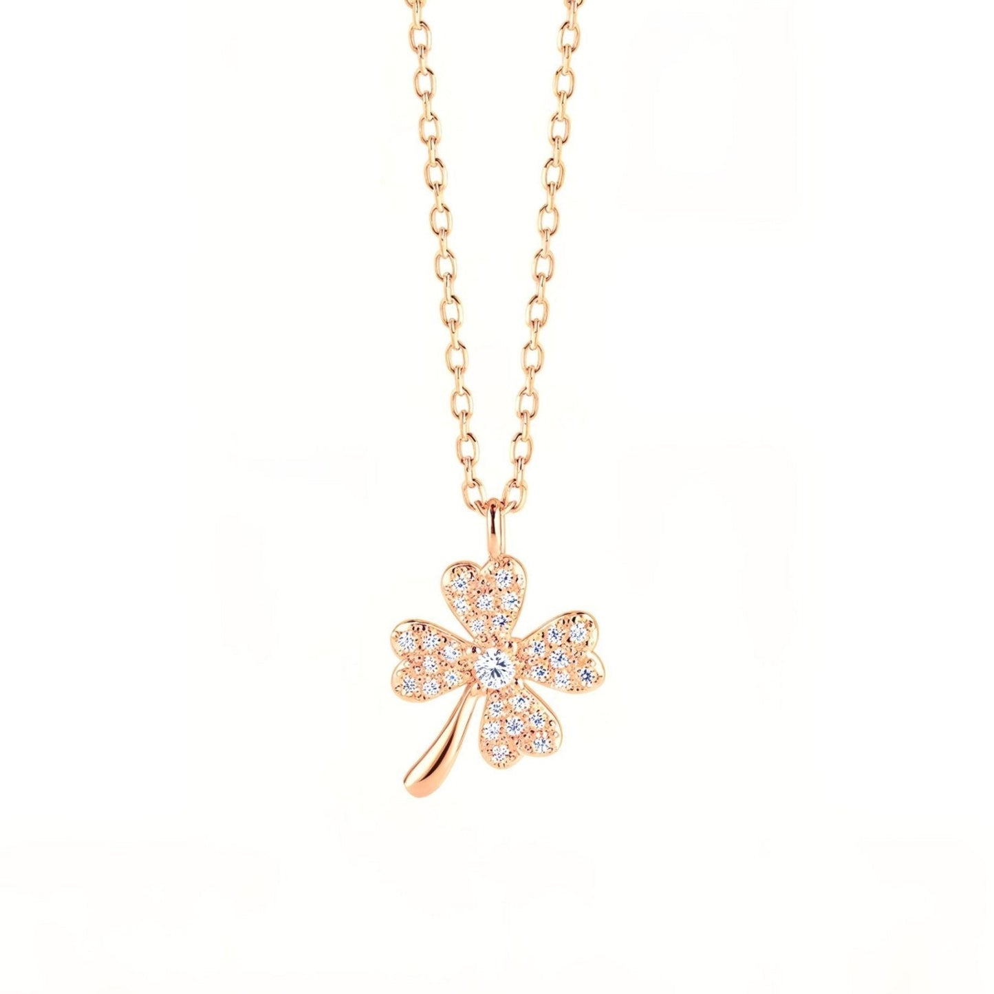 Nadia - Collana Trifoglio Portafortuna Zirconi Argento Donna