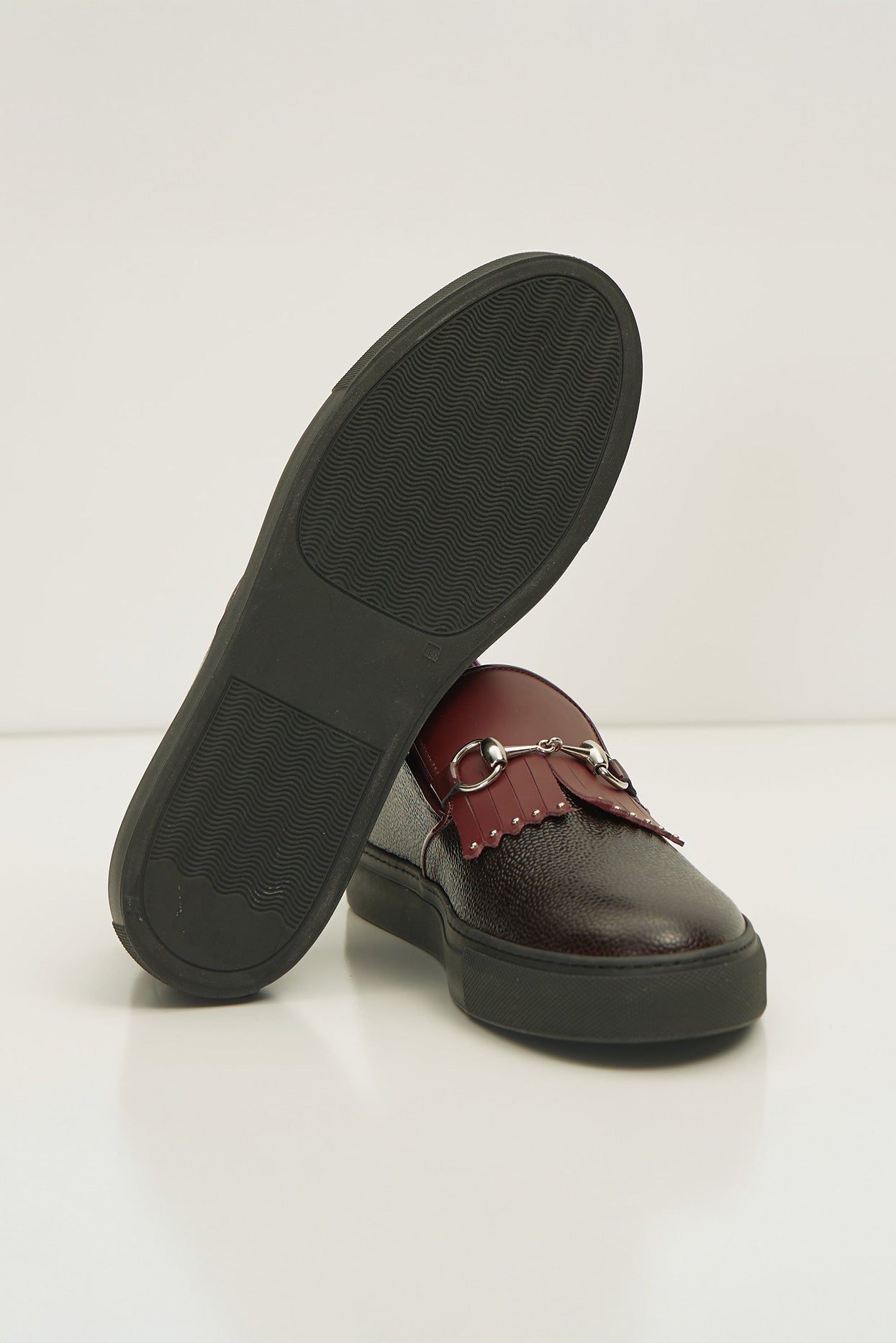 Leontino - Sneakers Uomo Slip On Nero Bordeaux