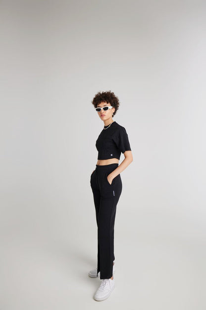 Agata - Pantaloni Donna Neri Stile Moderno Chic