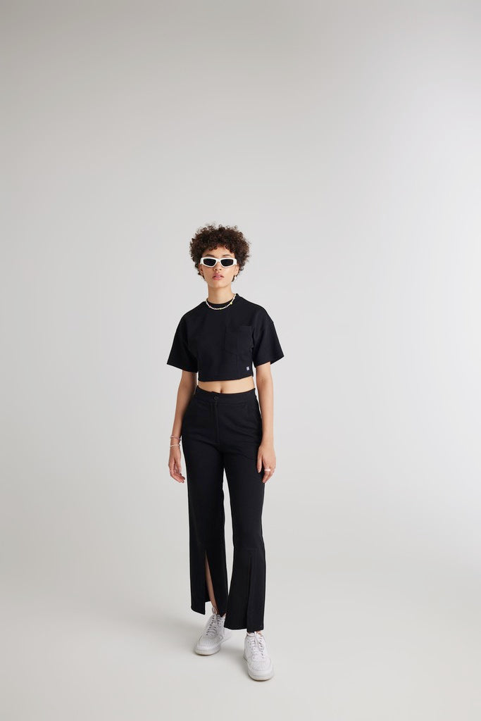 Agata - Pantaloni Donna Neri Stile Moderno Chic