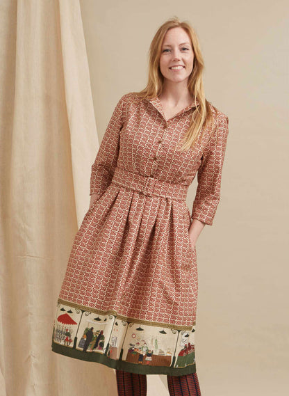 Ruggeria - Abito Cynthia Cream Stampa Farmers Market Donna