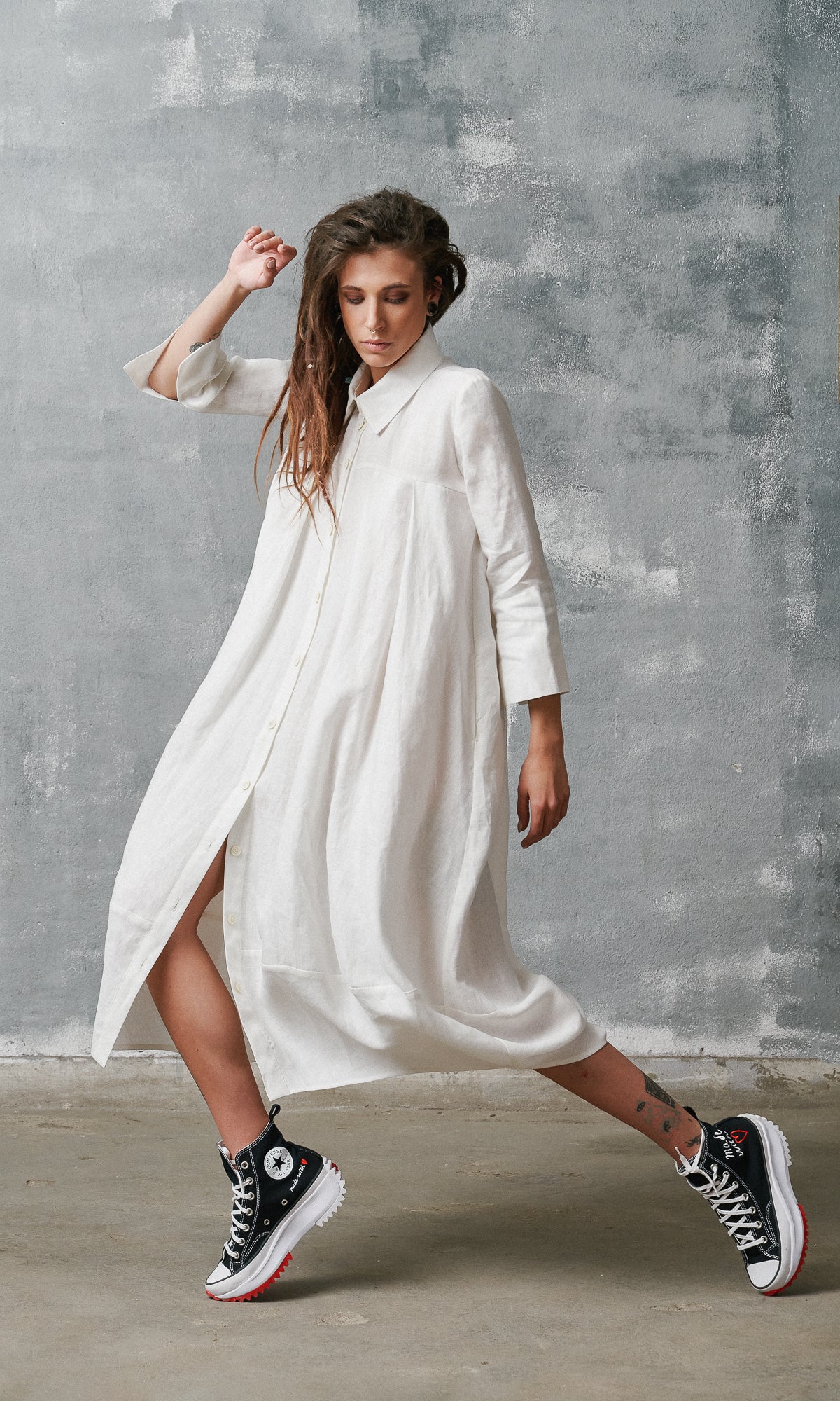 Quinara - Abito Camicia Cocoon Donna Naturale Fresco Moderno