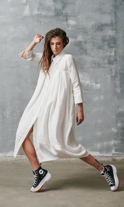 Quinara - Abito Camicia Cocoon Donna Naturale Fresco Moderno