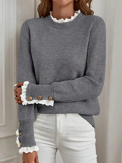 Orsina – Maglione Donna Maniche Lunghe con Volant Elegante