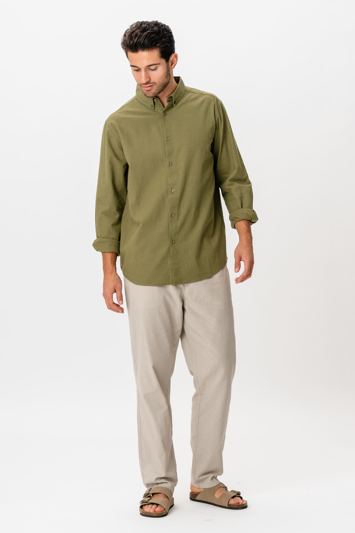 Regino - Camicia Uomo Verde Naturale Fresca Moderna