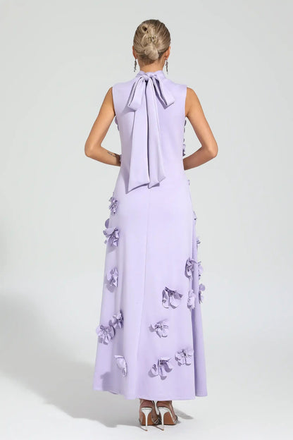 Quinora - Abito Maxi Senza Maniche Ricamo Floreale Donna