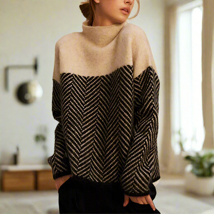 Valentina – Maglione Collo Alto con Motivo a Zigzag