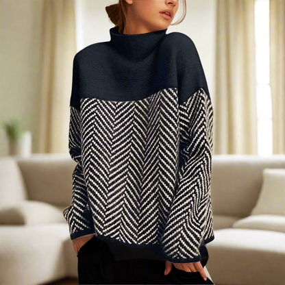 Valentina – Maglione Collo Alto con Motivo a Zigzag