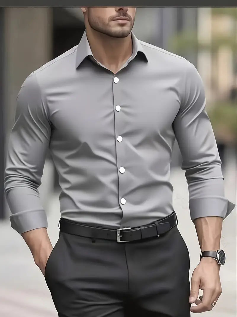 Giorgio – Camicia Da Uomo A Manica Lunga Slim Fit Traspirante