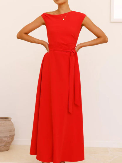Mariangela - Maxi Dress Monospalla Laccio Vita Donna Elegante