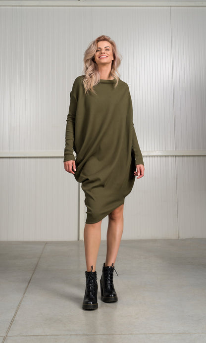 Quinora – Abito Tunica Asimmetrico Costine Donna Elegante