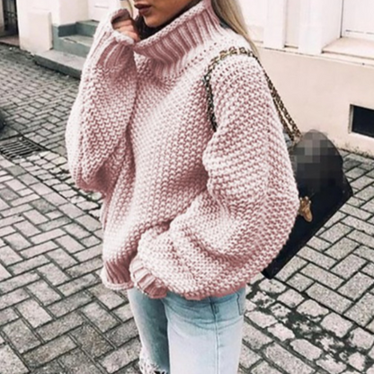 Noemi – Maglione con Lavorazione a Maglia Grossa e Collo Alto