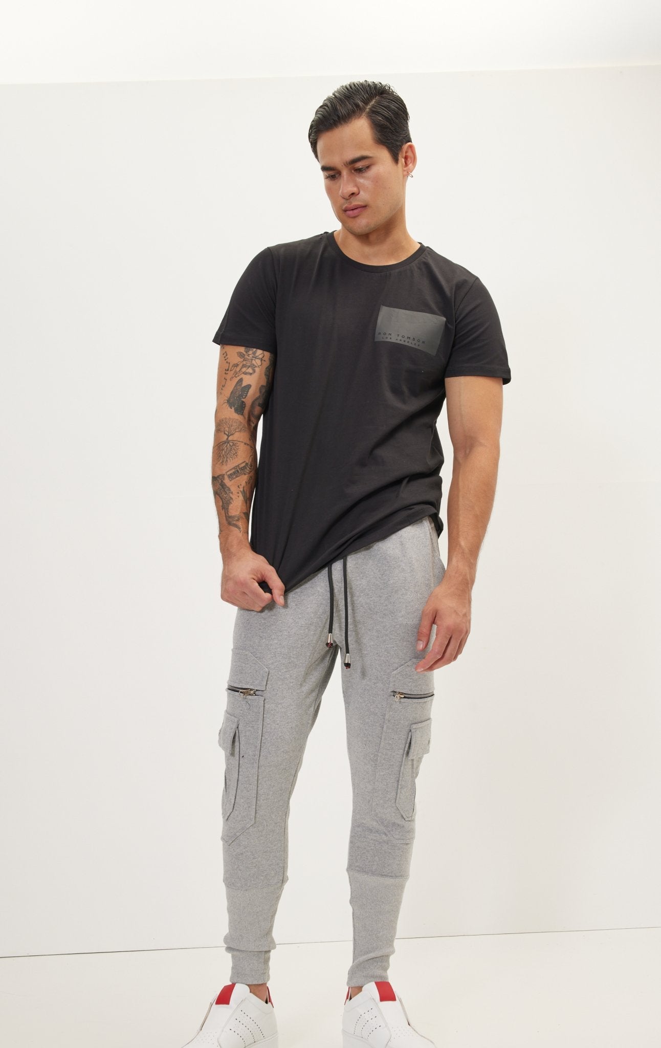 Lorisio - Pantaloni Jogger Uomo Grigi Stile Casual