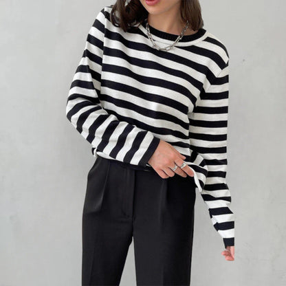 Umbra – Maglietta Classica a Righe Maniche Lunghe Donna