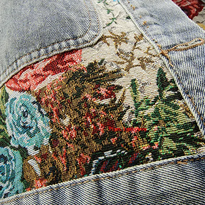 Lucia - Giacca Donna in Denim con Stampa Floreale