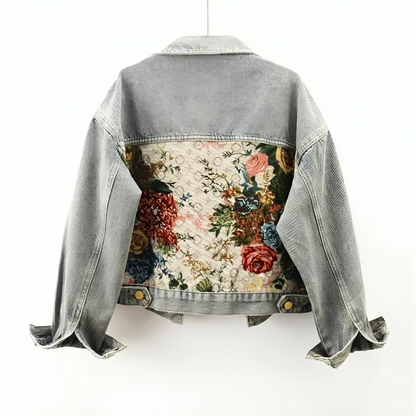 Lucia - Giacca Donna in Denim con Stampa Floreale