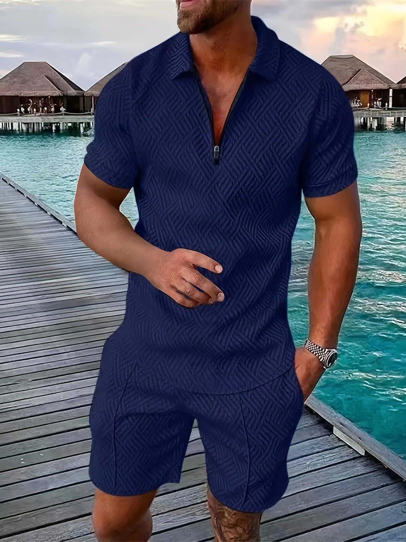 Flavio – Set Polo E Pantaloncini Con Esclusiva Fantasia Geometrica