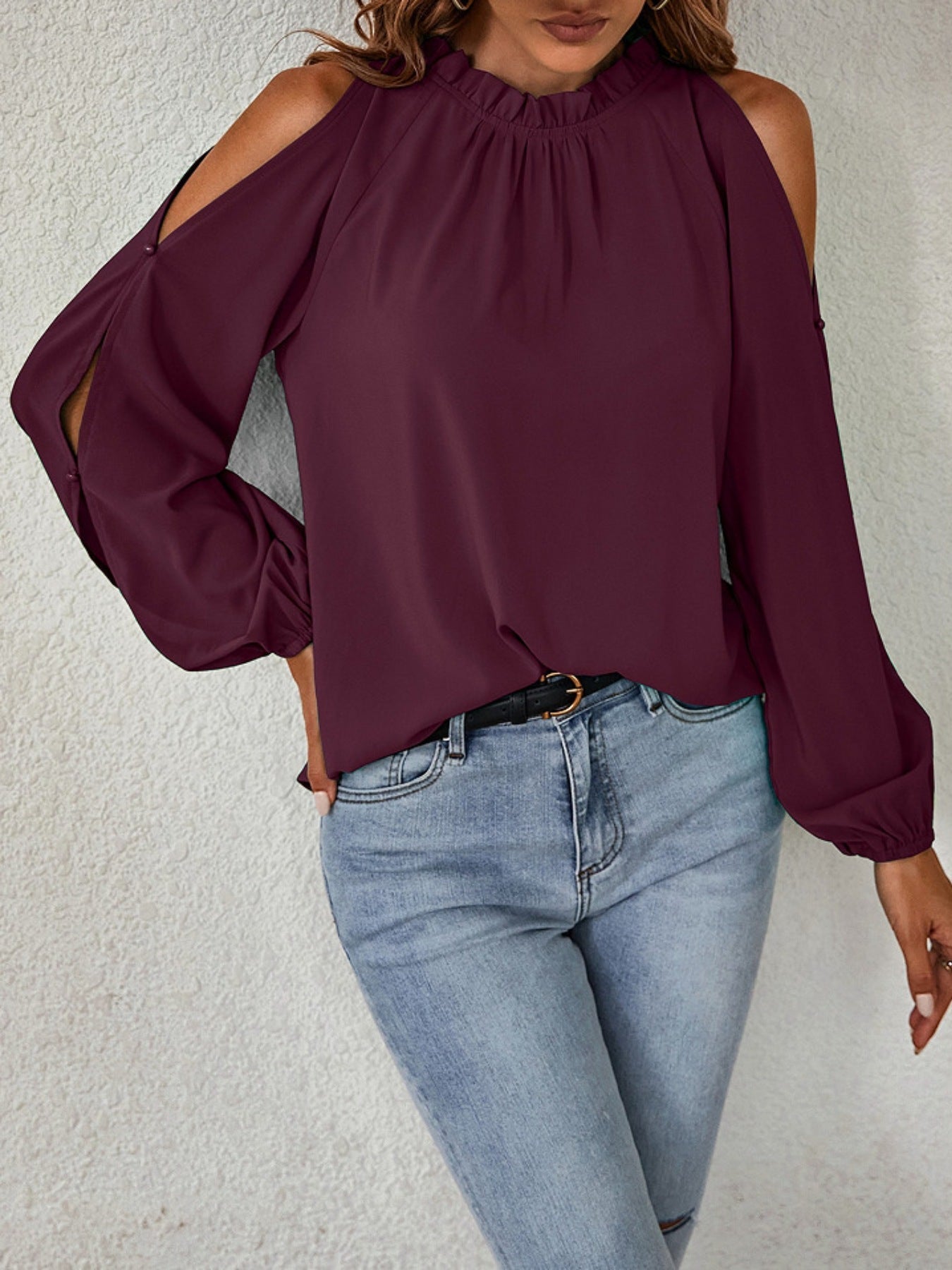 Miriam - Blusa Collo Volant Spalle Scoperte Donna Elegante