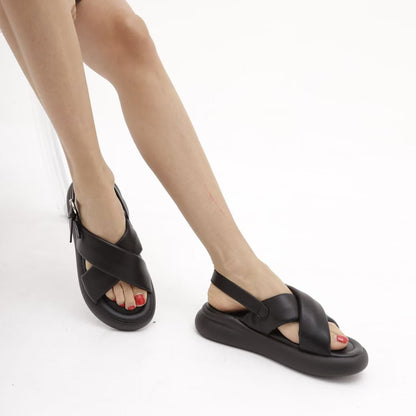 Agata – Sandali donna platform doppio fondo fasce incrociate