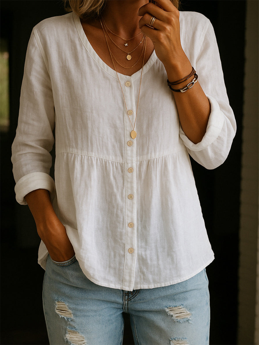 Federica – Camicia Con Scollo A V E Chiusura A Bottoni Classica
