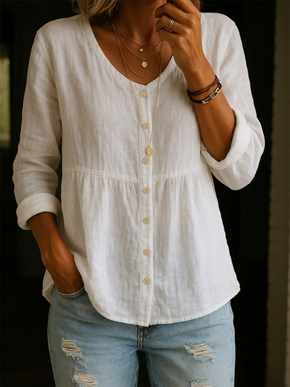 Federica – Camicia Con Scollo A V E Chiusura A Bottoni Classica
