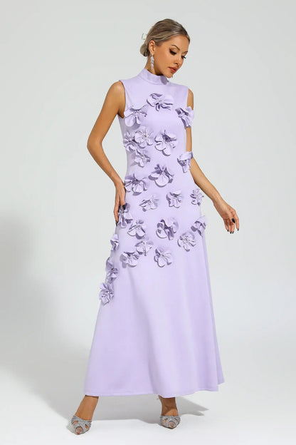 Quinora - Abito Maxi Senza Maniche Ricamo Floreale Donna