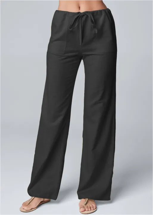 Lauretta - Pantaloni Donna Casual Larghi in Misto Lino