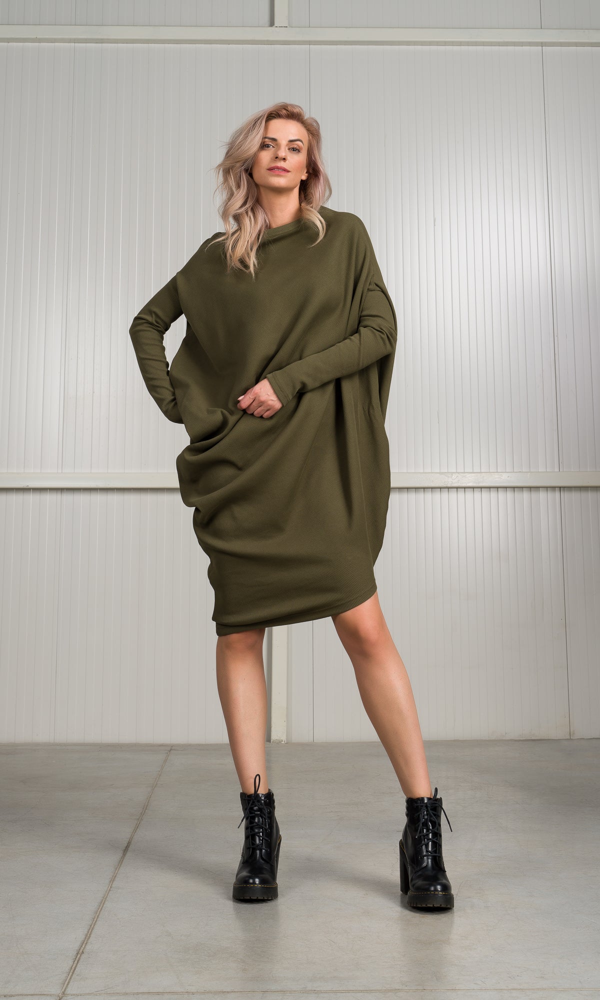 Quinora – Abito Tunica Asimmetrico Costine Donna Elegante
