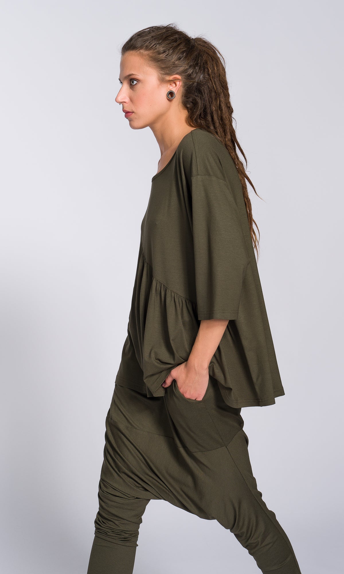 Quinara - Blusa Ampia Donna Arricciatura Frontale Moderna