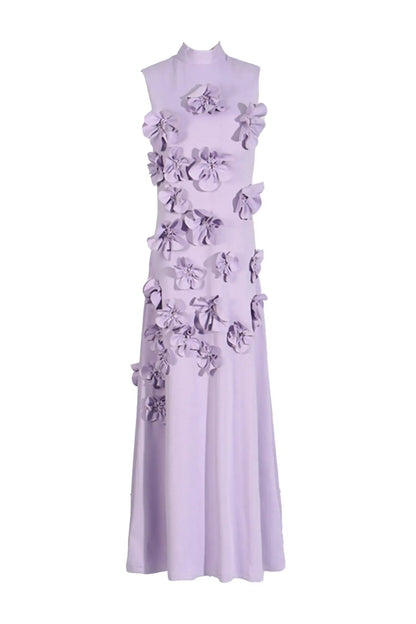 Quinora - Abito Maxi Senza Maniche Ricamo Floreale Donna
