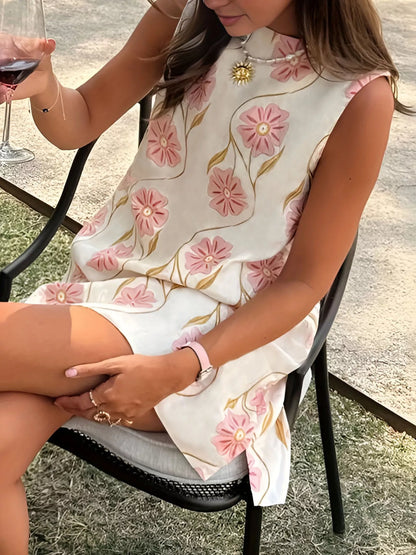 Morena - Abito Mini Floreale Senza Maniche Donna Estivo