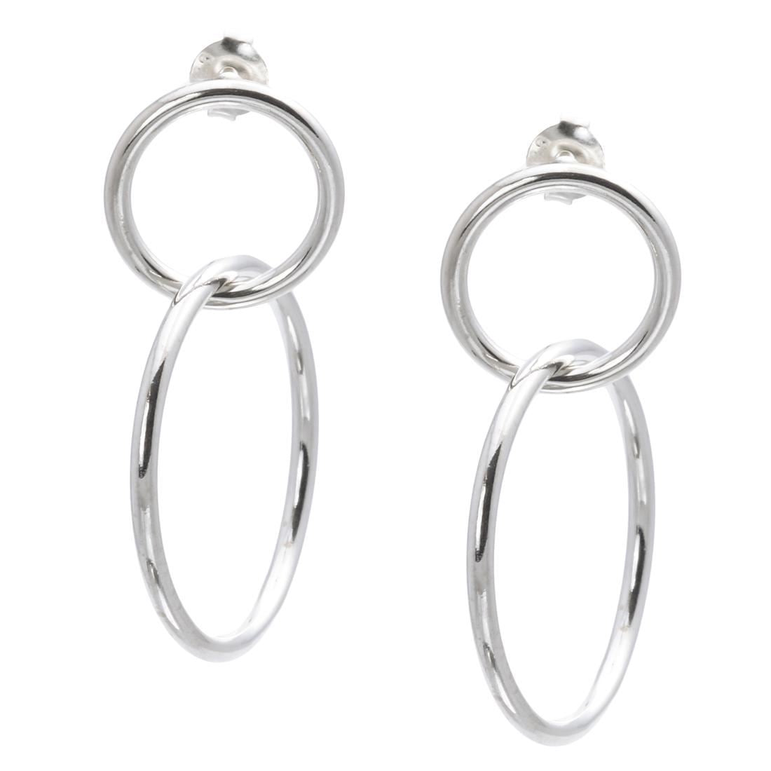 Fiorella – Orecchini Pendenti Cerchi Intrecciati Argento Sterling Doppio Hoop