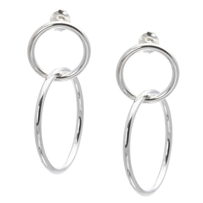Fiorella – Orecchini Pendenti Cerchi Intrecciati Argento Sterling Doppio Hoop