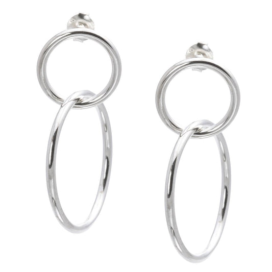 Fiorella – Orecchini Pendenti Cerchi Intrecciati Argento Sterling Doppio Hoop