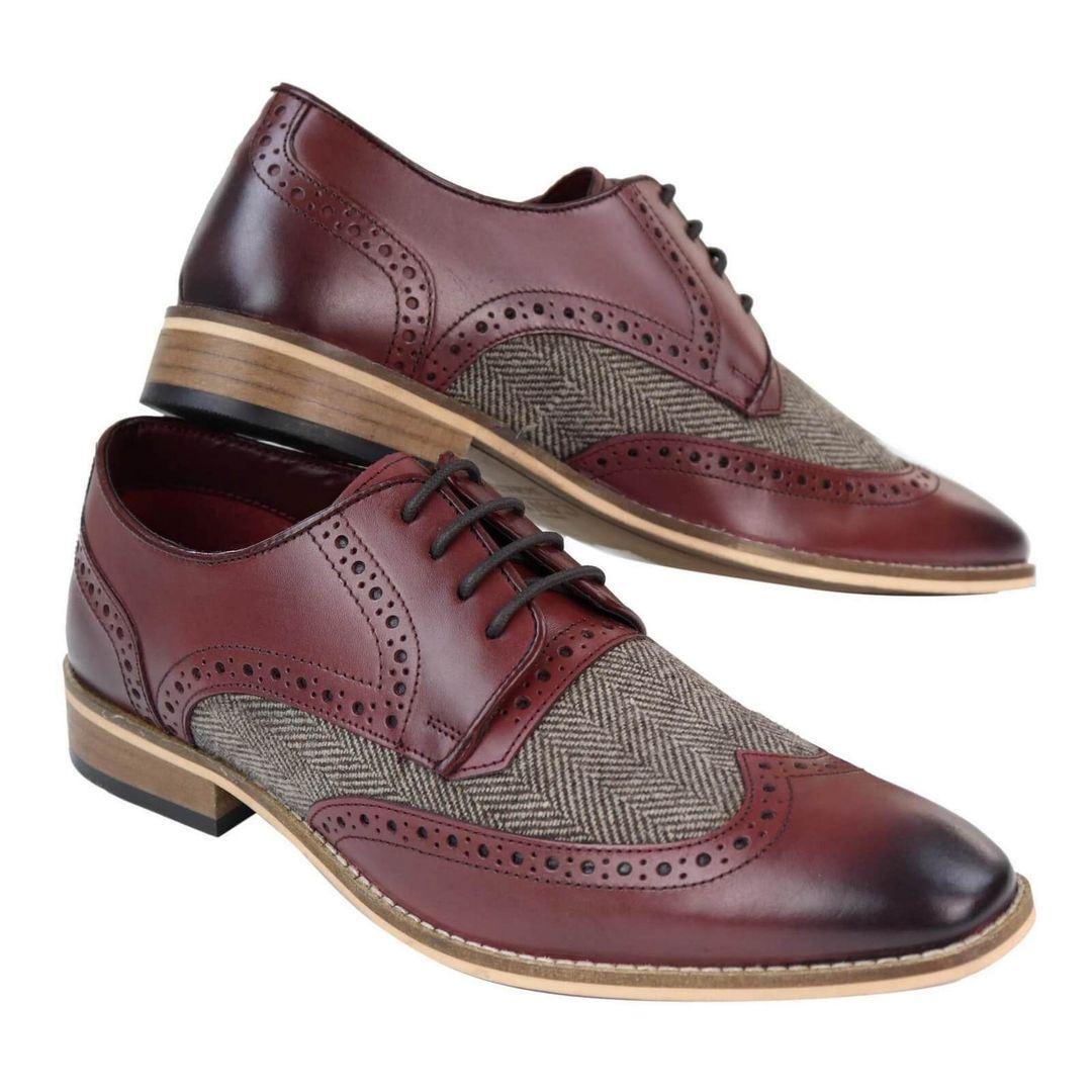Leandro – Brogue Uomo in Pelle e Tweed Stile Gatsby Peaky Blinders