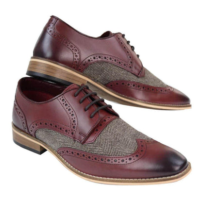 Leandro – Brogue Uomo in Pelle e Tweed Stile Gatsby Peaky Blinders