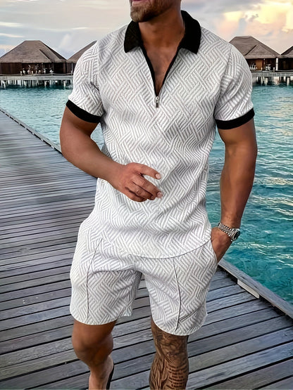 Flavio – Set Polo E Pantaloncini Con Esclusiva Fantasia Geometrica