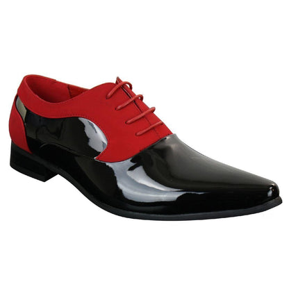 Marcello – Scarpe Uomo Vernice e Camoscio Lucido con Lacci Design Italiano