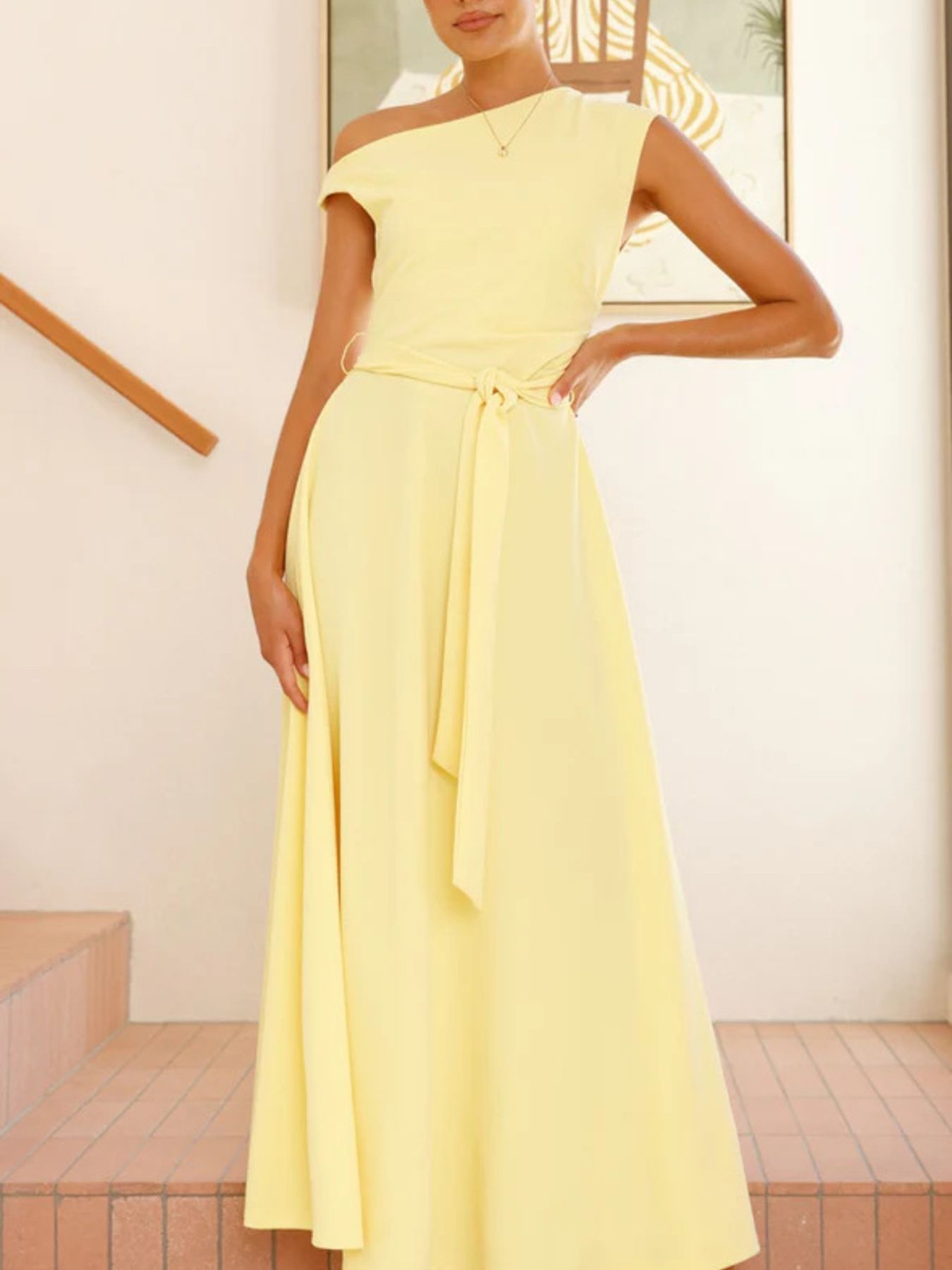 Mariangela - Maxi Dress Monospalla Laccio Vita Donna Elegante