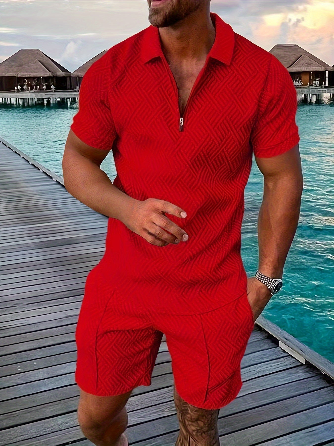 Flavio – Set Polo E Pantaloncini Con Esclusiva Fantasia Geometrica