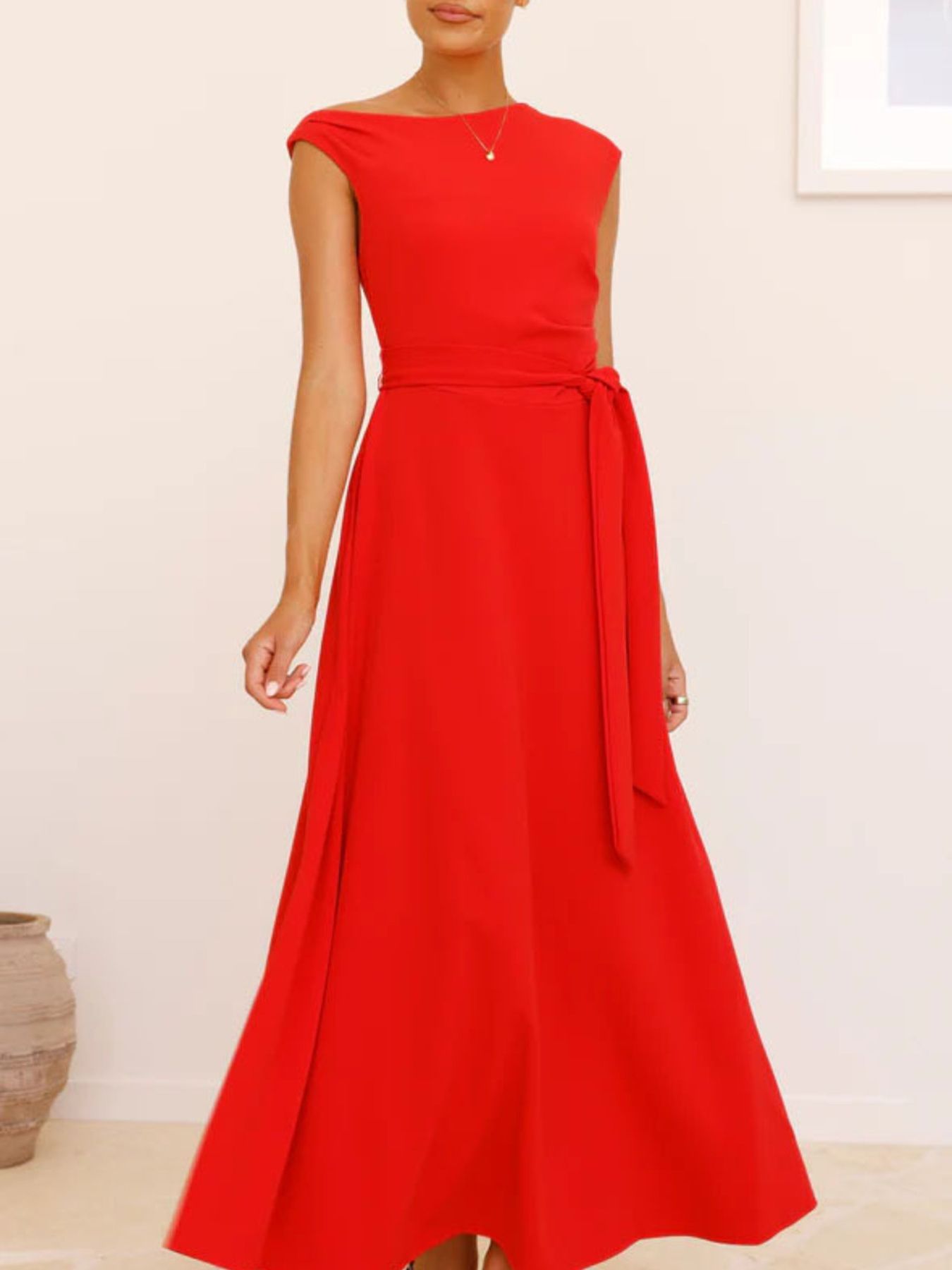 Mariangela - Maxi Dress Monospalla Laccio Vita Donna Elegante