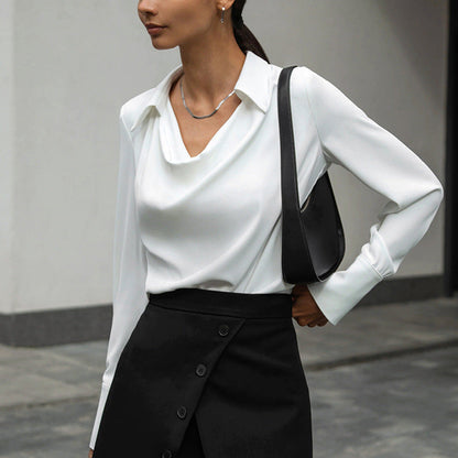 Enrica – Camicia Con Collo Drappeggiato E Taglio Irregolare